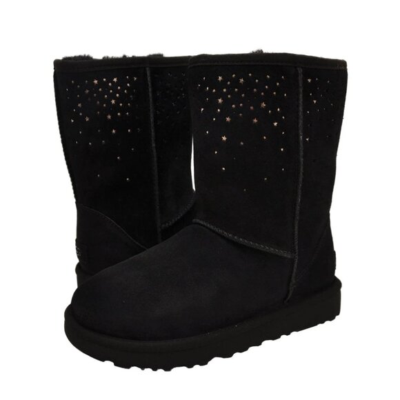 NEW UGG Women Classic Short Stargirl Black Mid Calf Sheepskin Boot - Picture 6 of 7
